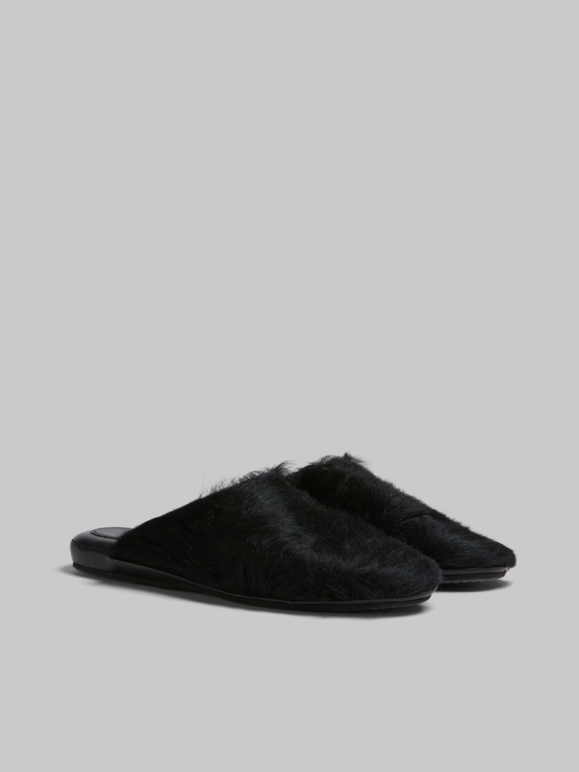 BLACK LONG-HAIR CALFSKIN SABOT - 2