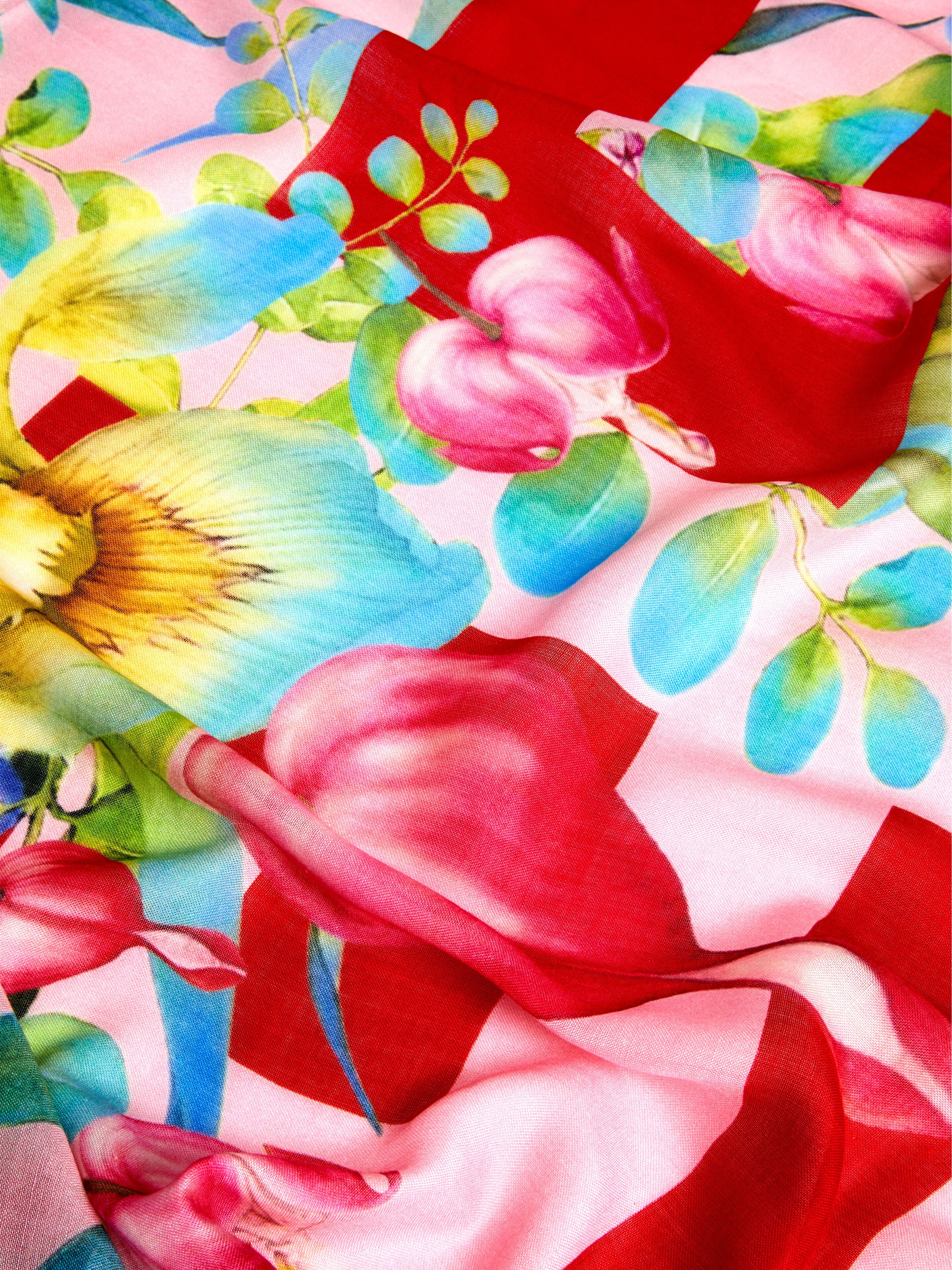 SHAWL IN CASHMERE AND SILK WITH 4G FLOWERS PRINT - 2