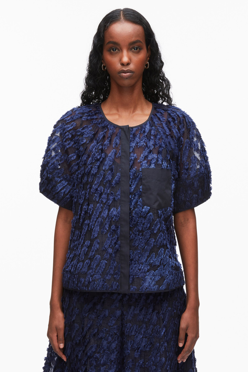 Textured Organza Lantern Sleeve Shirt 3