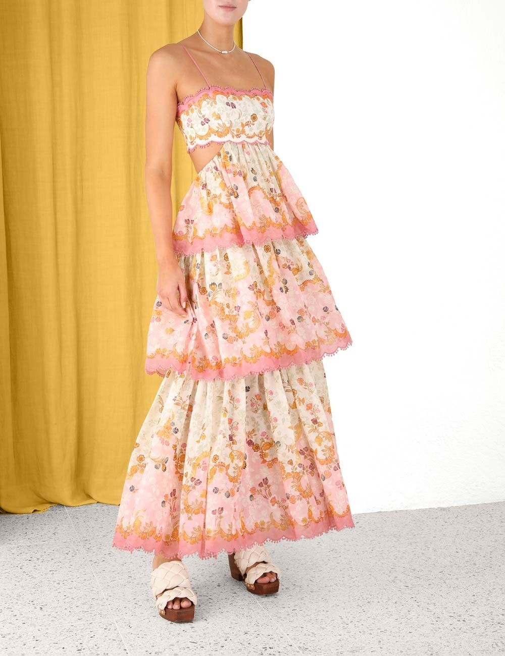 Zimmermann LAUREL FRILL MIDI DRESS - 5353DLAUPGFL | REVERSIBLE