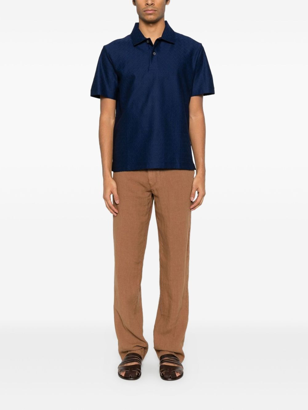 zigzag-woven polo shirt - 2
