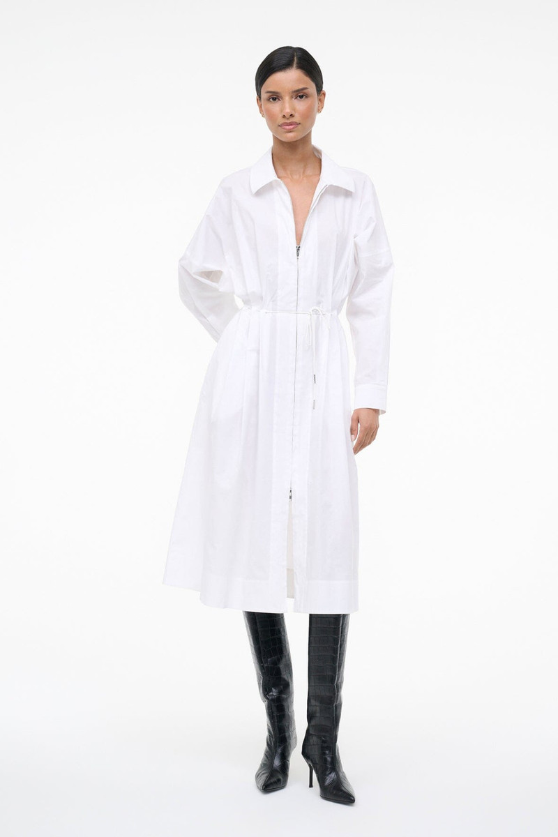 STAUD CHI MIDI DRESS WHITE 1