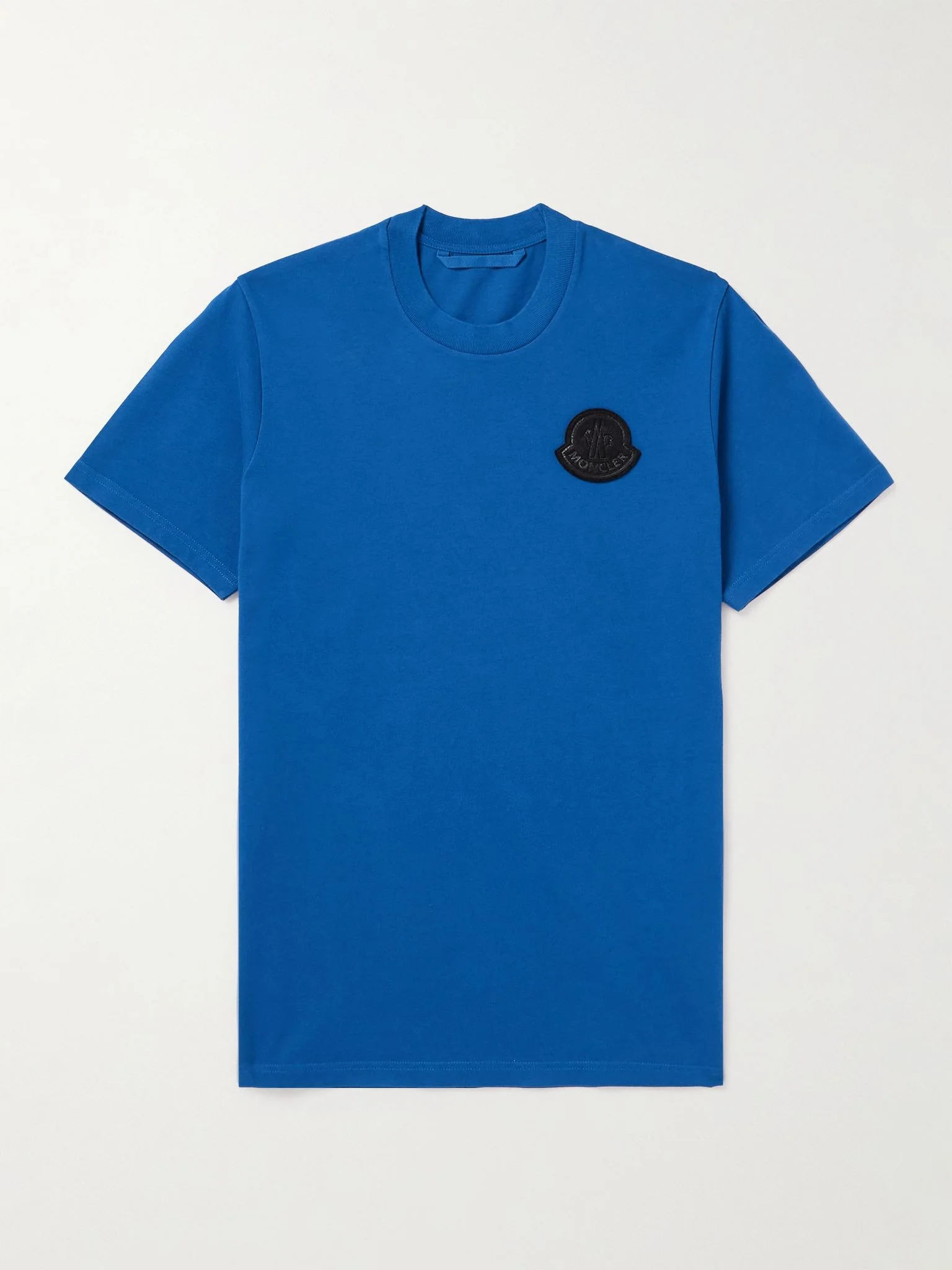 Logo-Appliquéd Cotton-Jersey T-Shirt Blue - 1