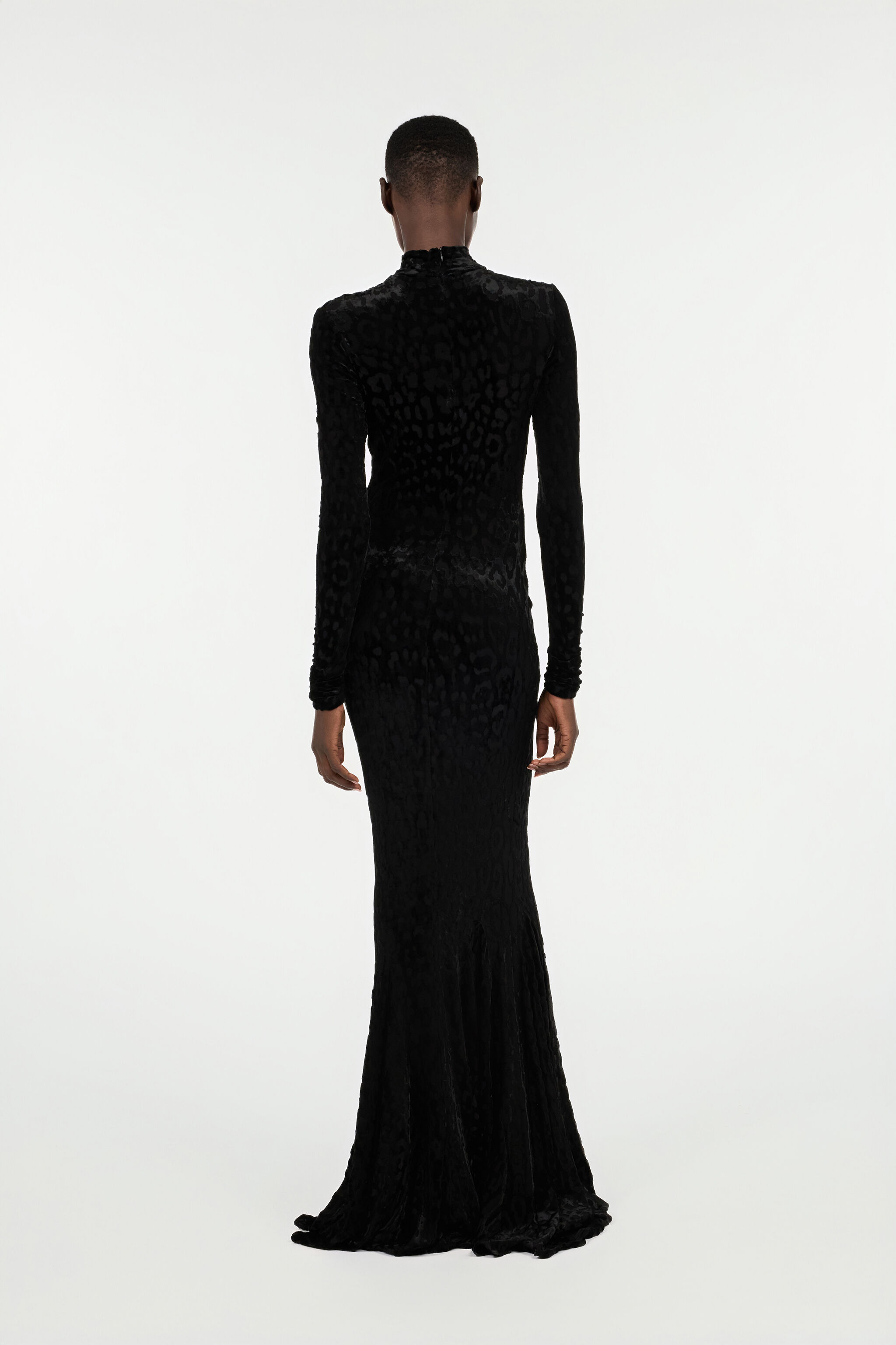 Long Black Dress With Jaguar Skin Pattern - 4