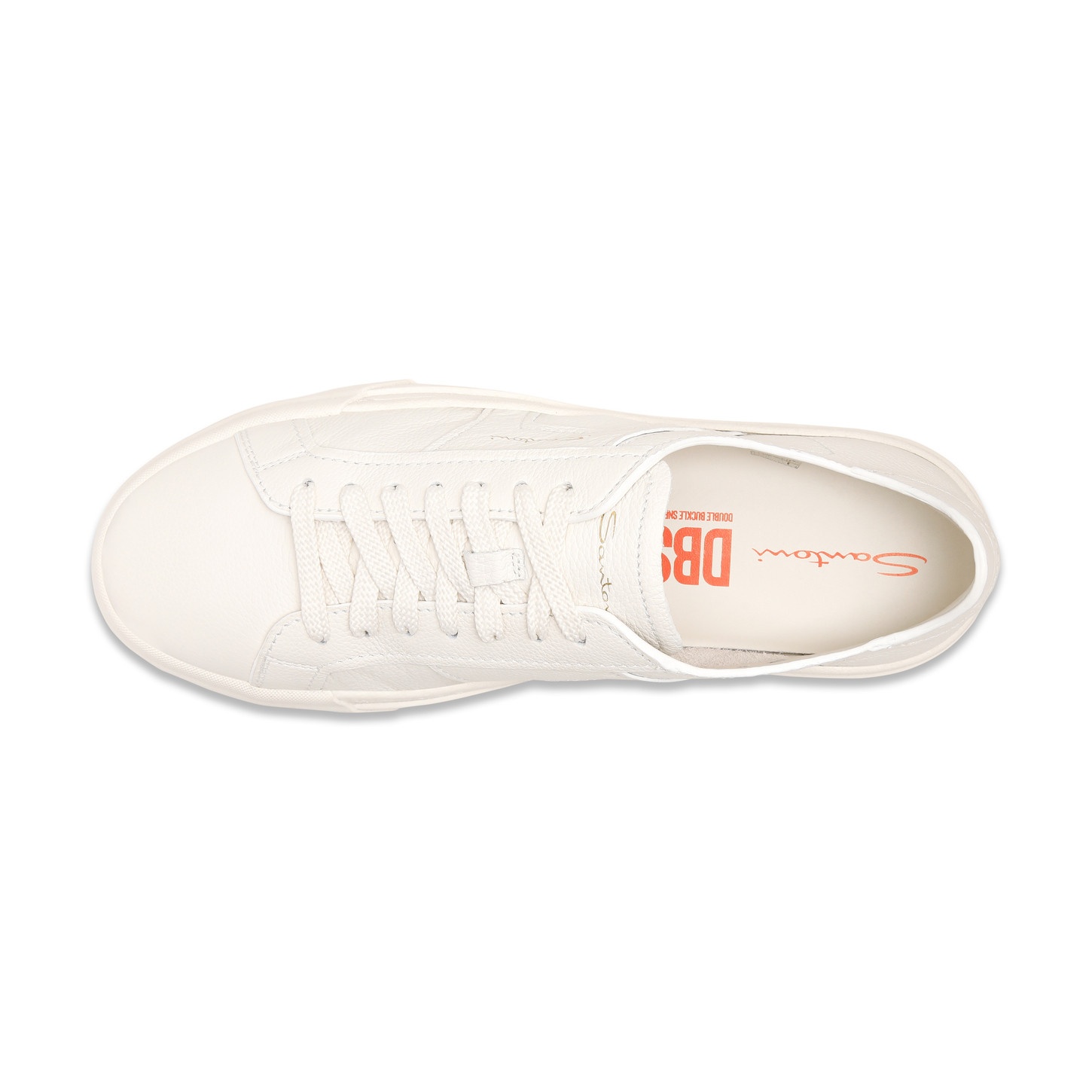 Men's white tumbled leather Double Buckle Sneaker - 4