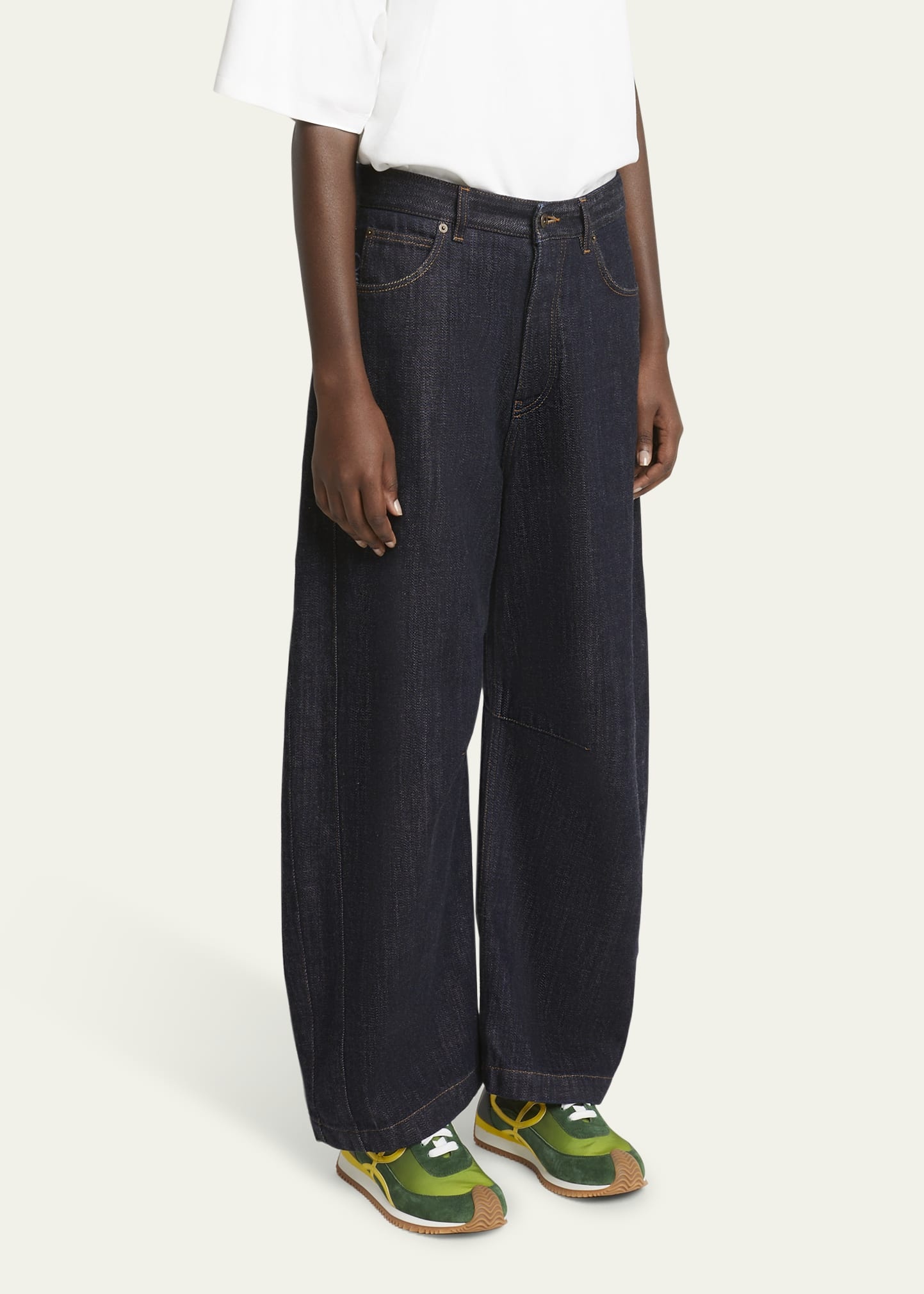 Anagram Embroidered Barrel Leg Jeans - 4