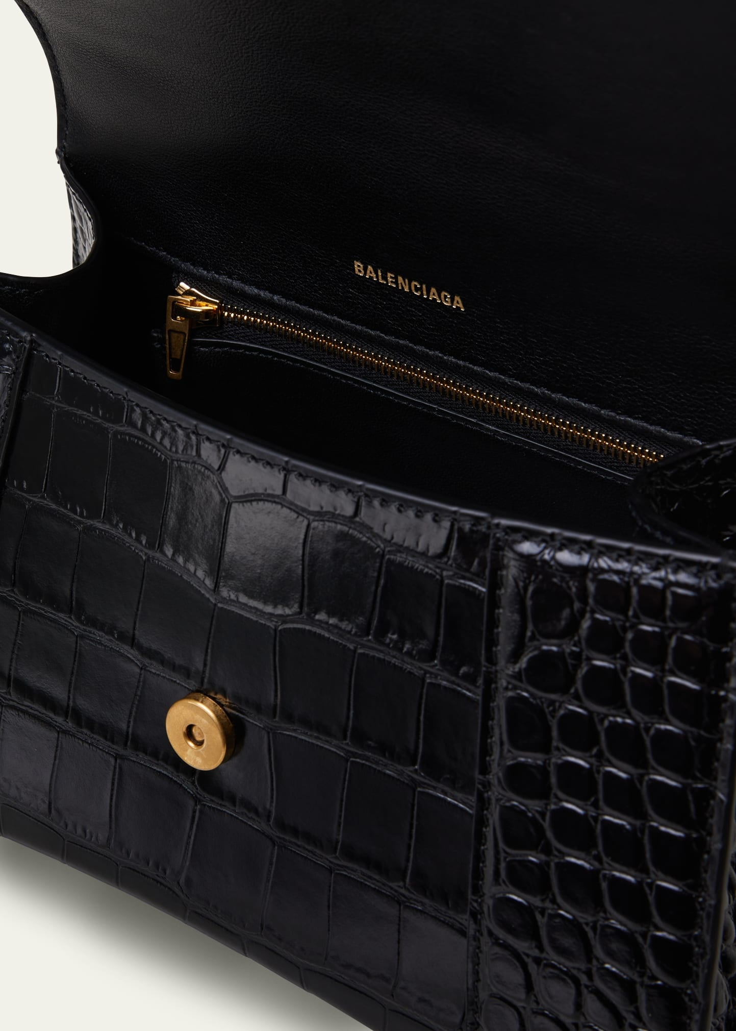 Hourglass Small Croc-Embossed Top-Handle Bag - 4