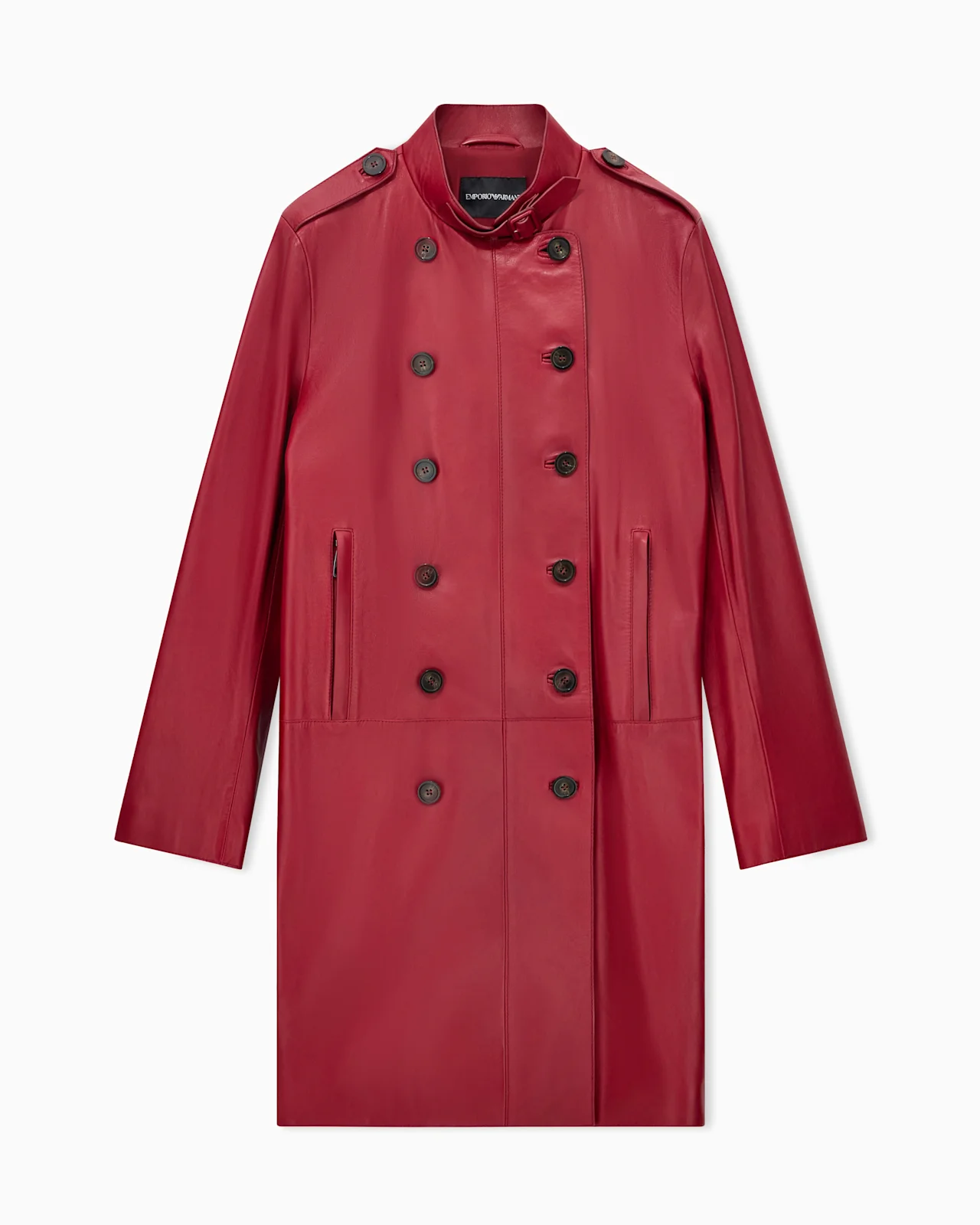 DOUBLE-BREASTED TRENCH COAT IN NAPPA LEATHER WITH RAW EDGES - 1