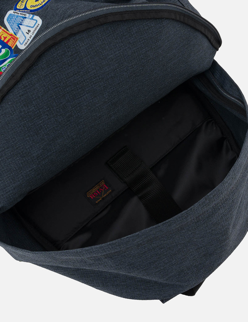 Faux Sticker Logo Print Denim Backpack 10