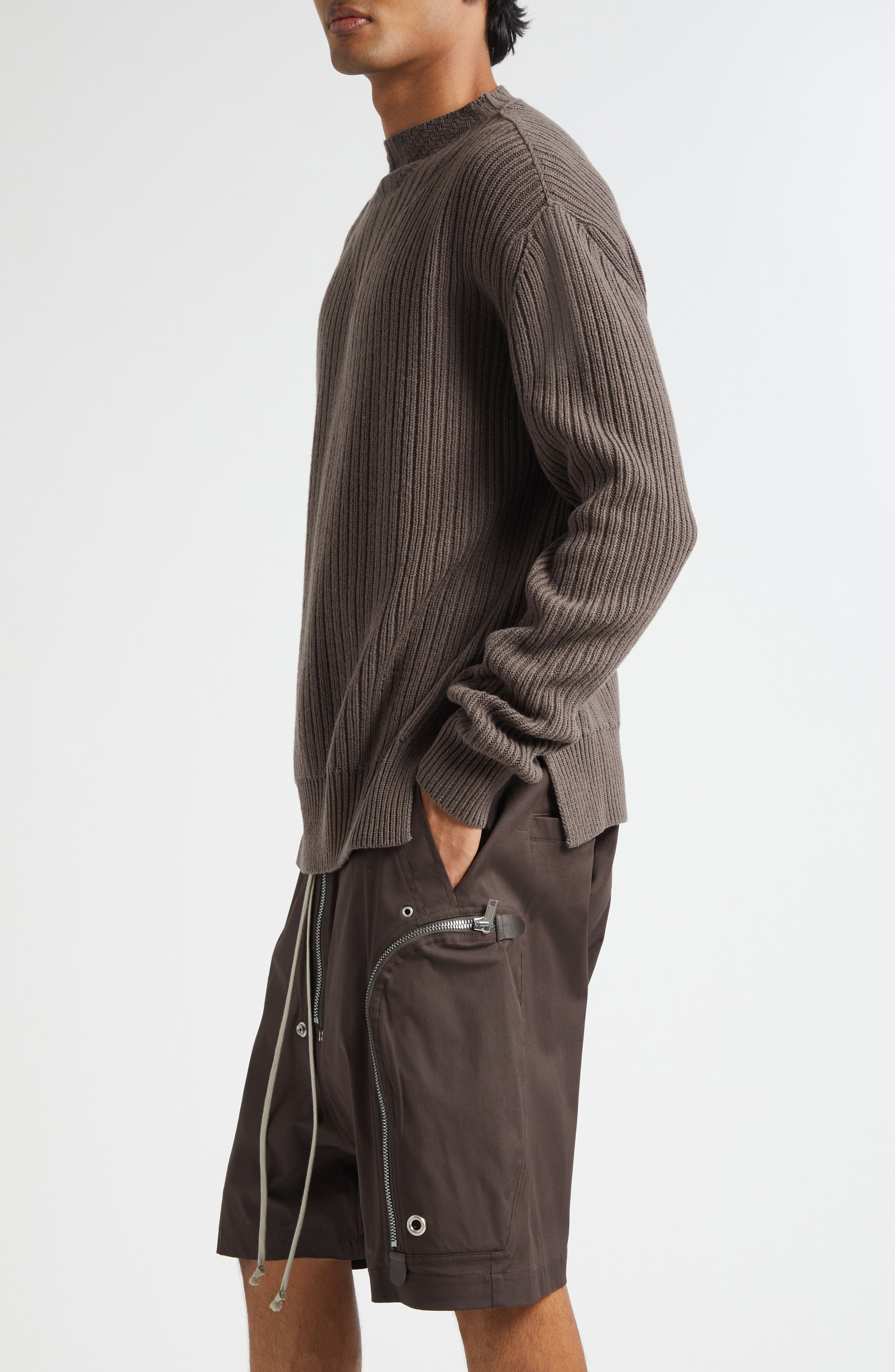 Rick Owens Fisherman Wool Sweater in Dust at Nordstrom - 4