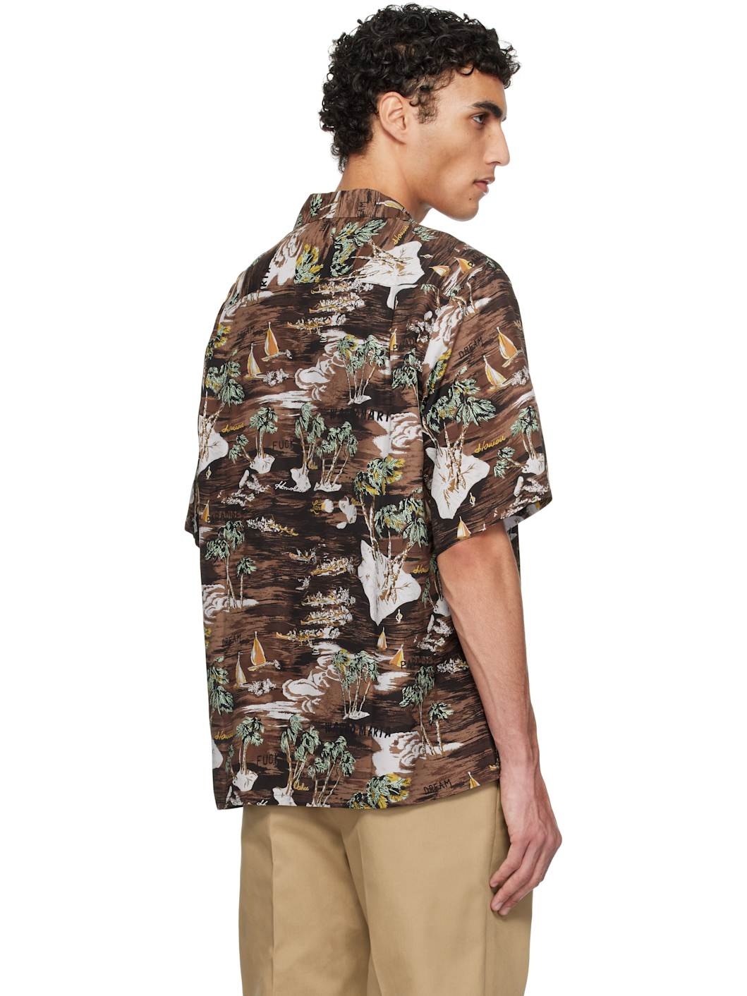 Brown Rayon Poplin Shirt - 3