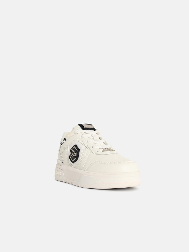PHILIPP PLEIN 'SK8R' WHITE FABRIC BLEND SNEAKERS outlook