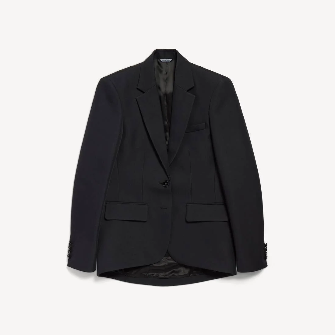 Women's Single-breasted Cocoon Jacket in Black - 1