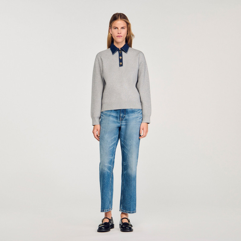 Sandro SWEATER WITH DENIM COLLAR outlook