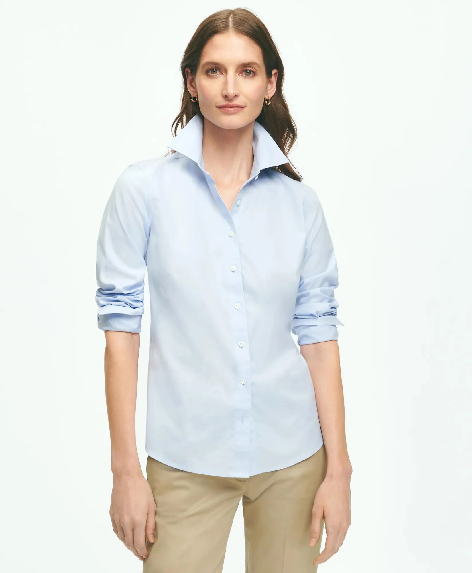 Fitted Non-Iron Stretch Supima® Cotton Dress Shirt - 1