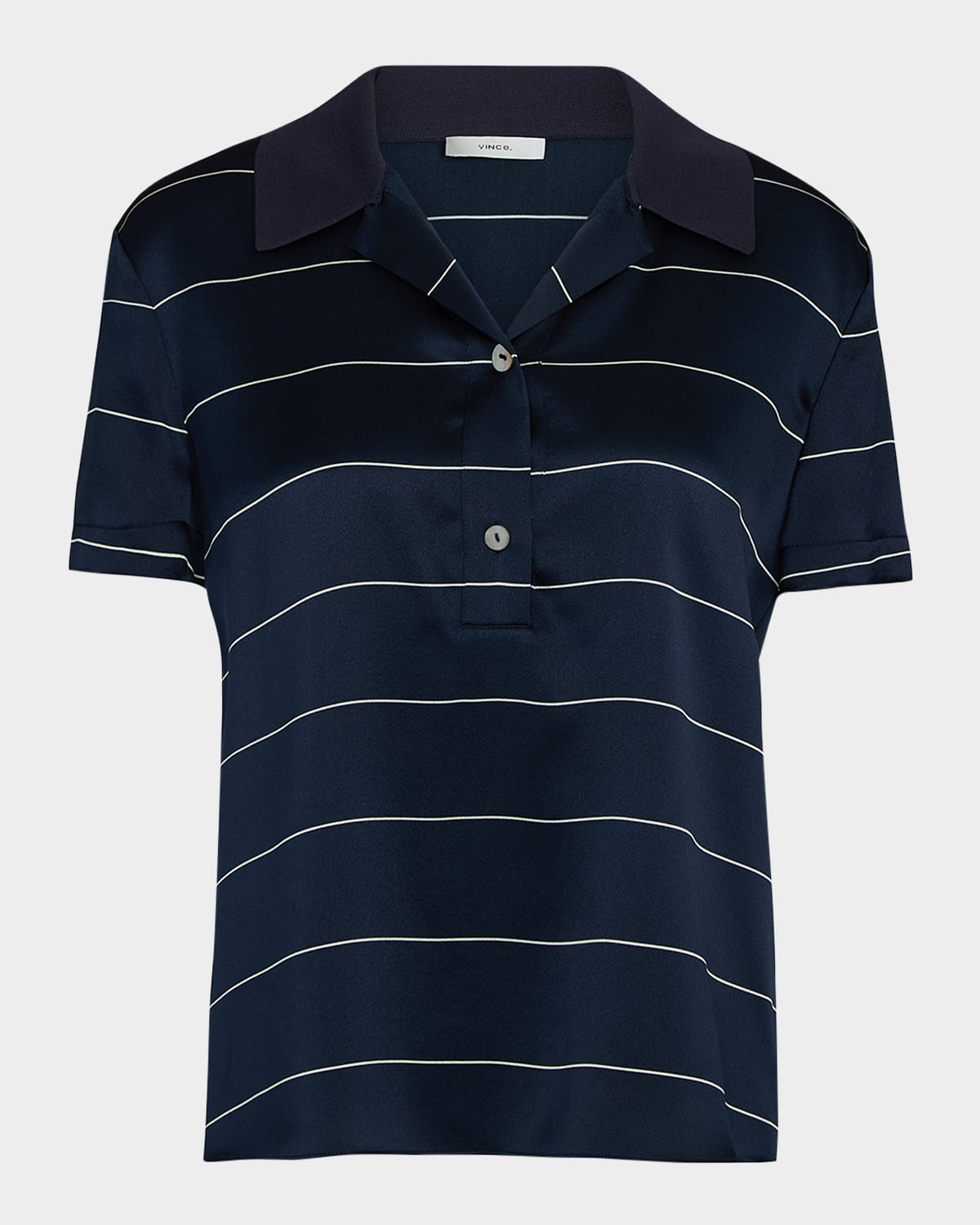 Stripe Knit Collar Polo Shirt - 1