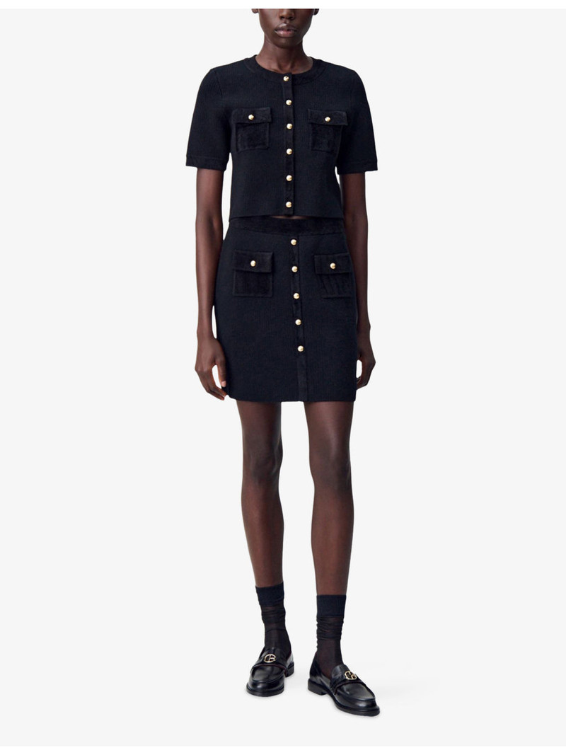 Claudie Pierlot Short-Sleeve Velvet Knit Cardigan outlook