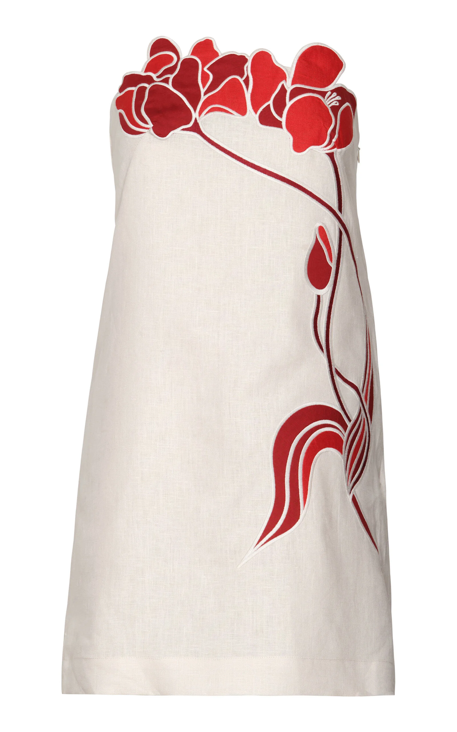 Tulipanes Embroidered Linen Mini Dress ivory - 1