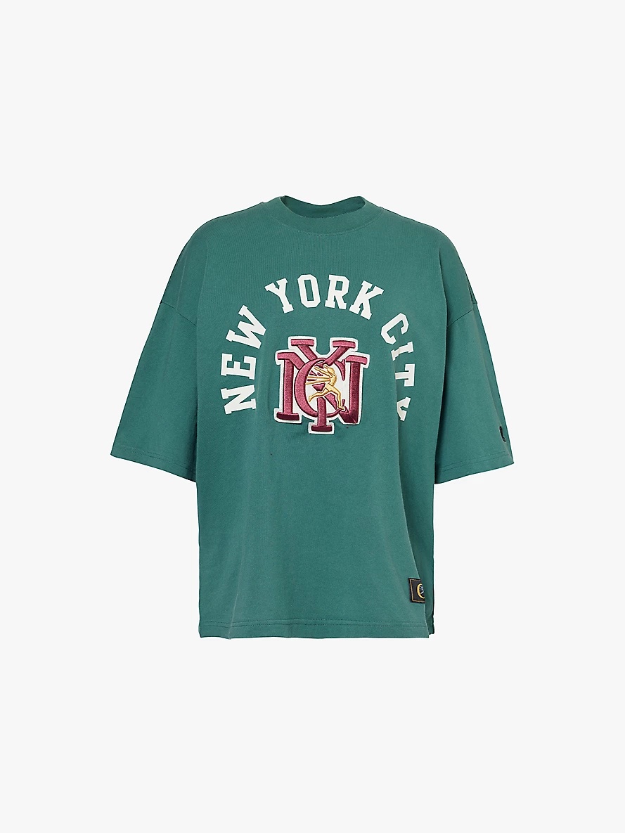 NYC-embroidered relaxed-fit cotton-jersey T-shirt - 1