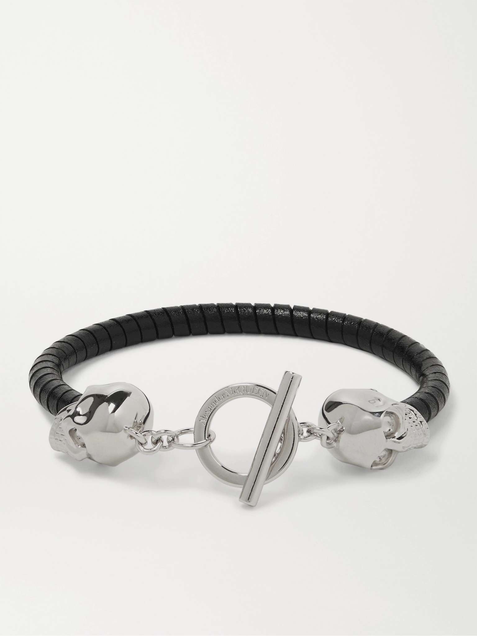 Silver-Tone and Leather Bracelet - 1