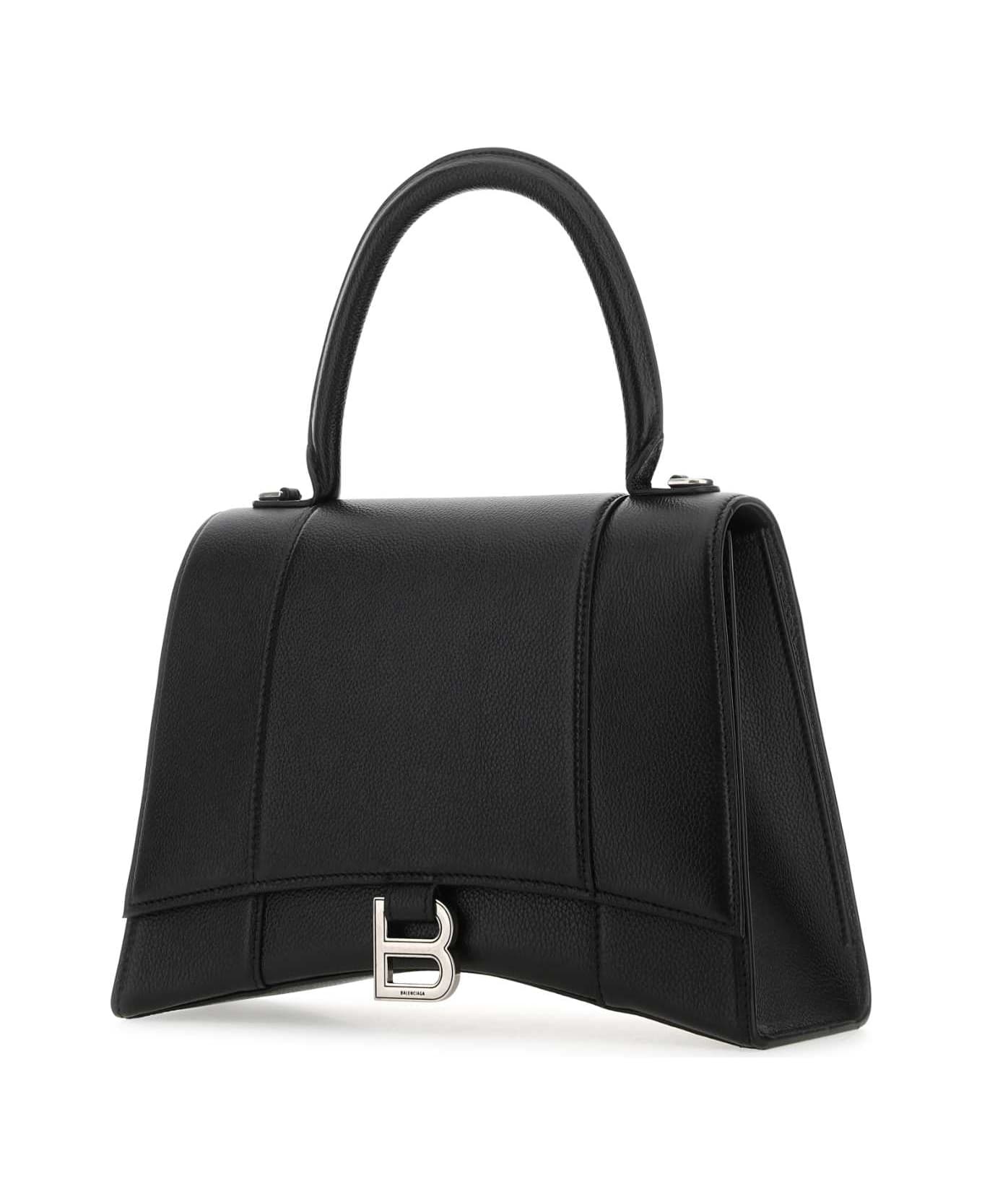 Black Leather Hourglass Handbag - 2