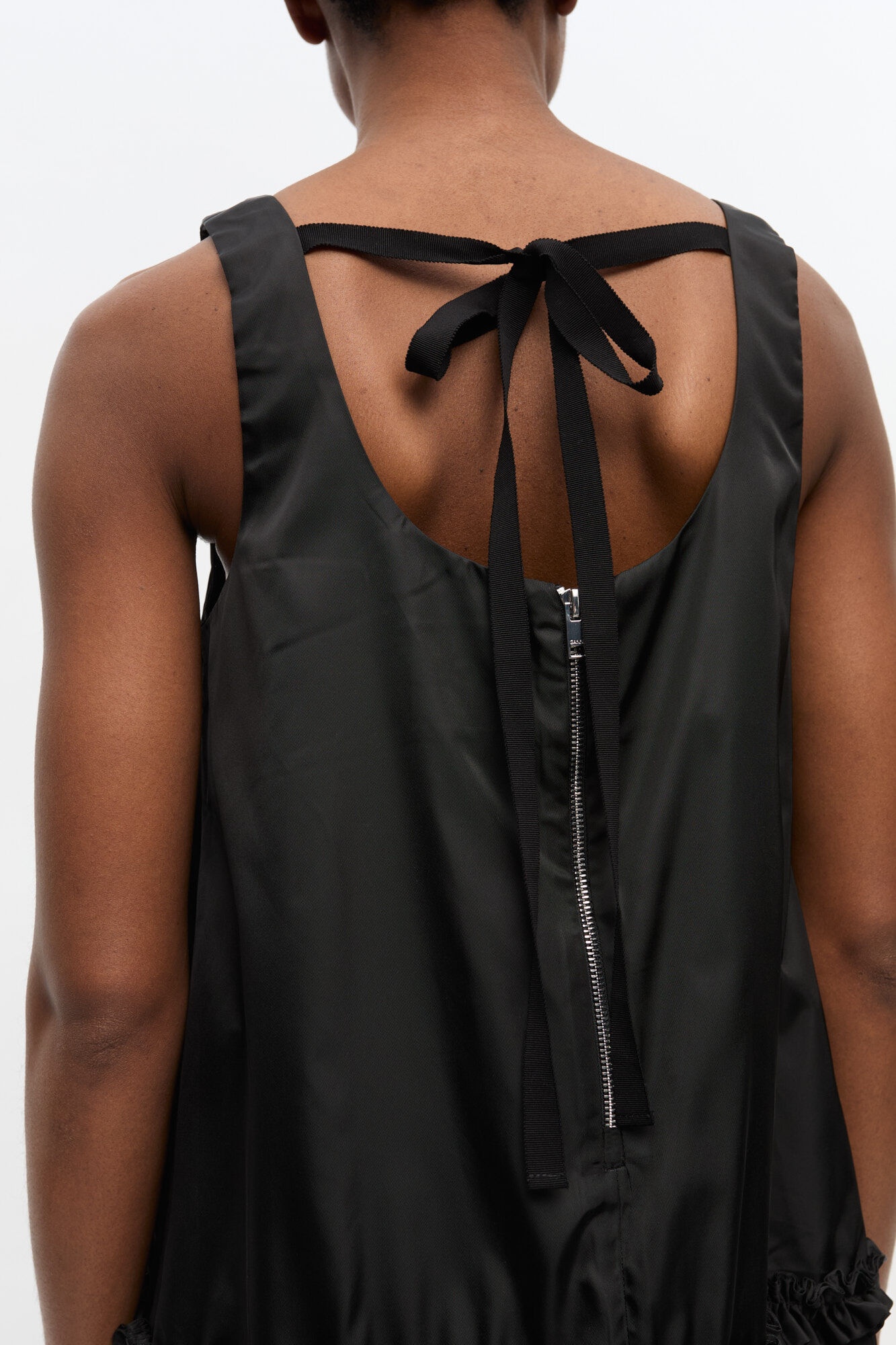 BLACK DUCHESSE NYLON MINI DRESS - 4