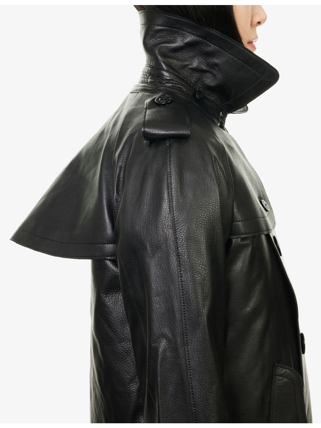 Layered Leather and Wool Knit Jacket - 5