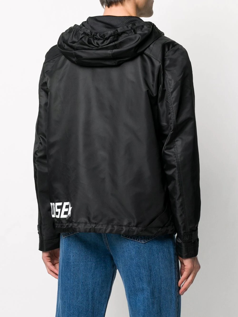 hooded logo print jacket - 4