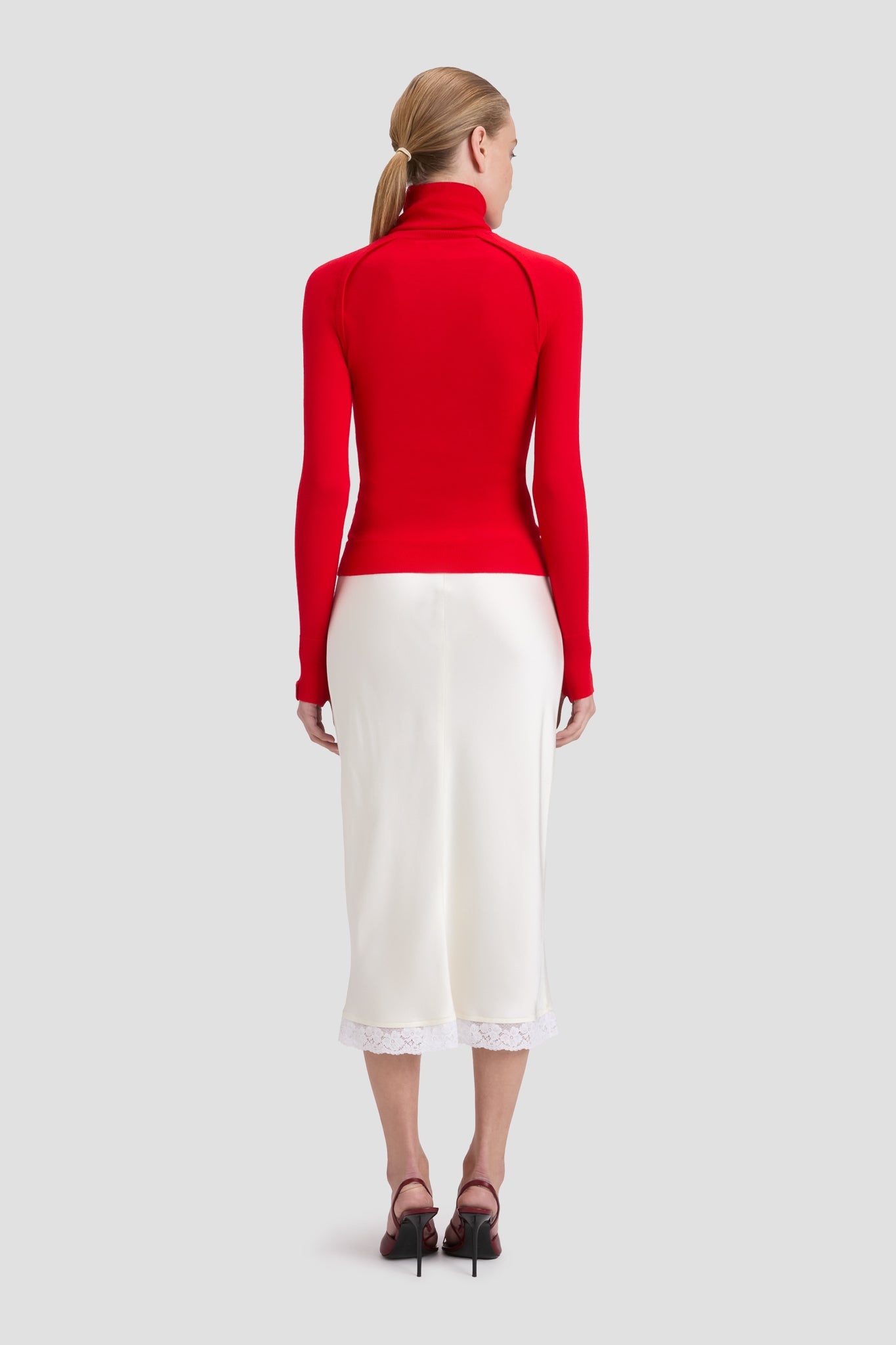 Lace Trim Slip Skirt In Ivory - 5