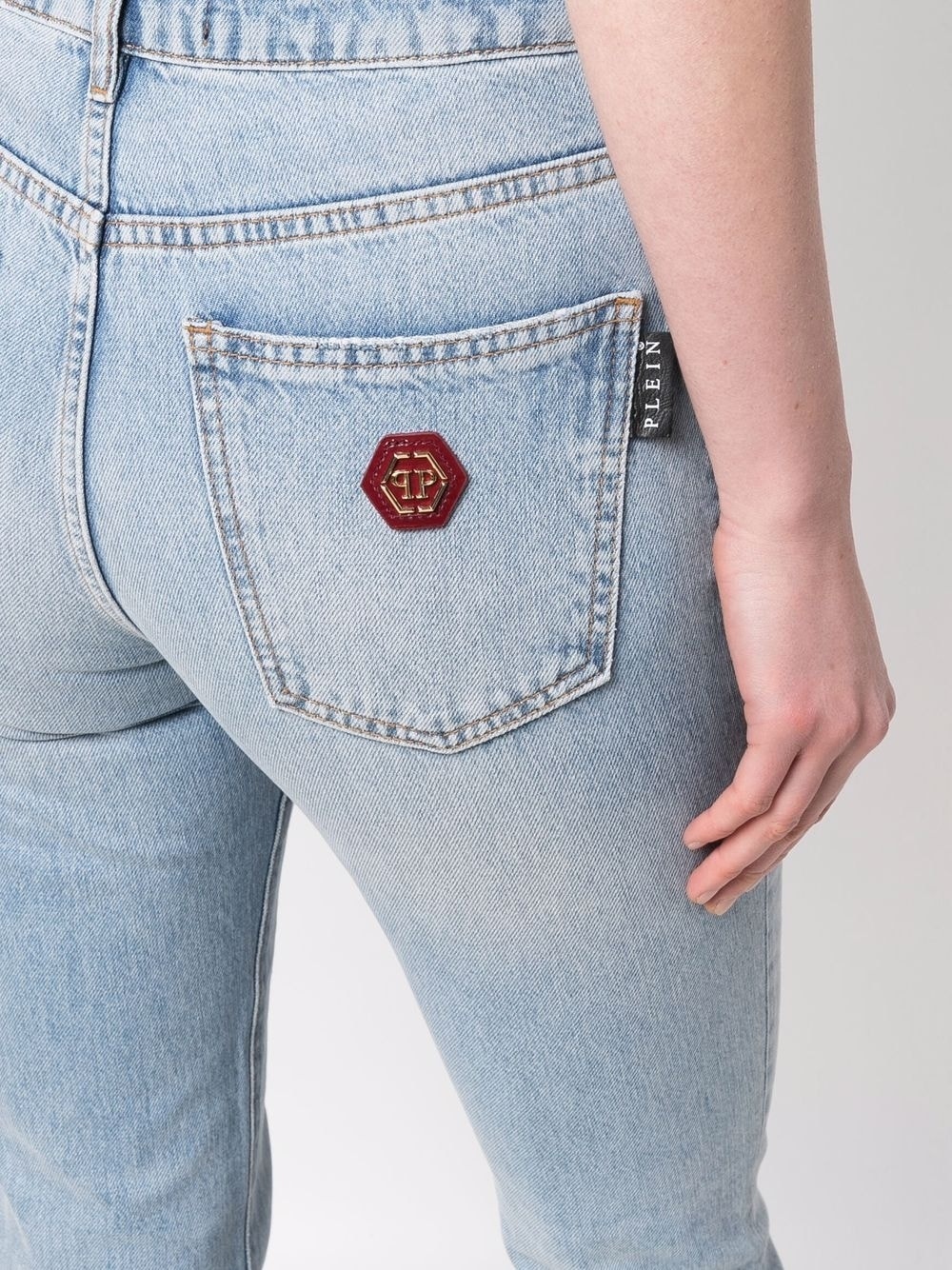 logo-plaque high-waist flared jeans - 5