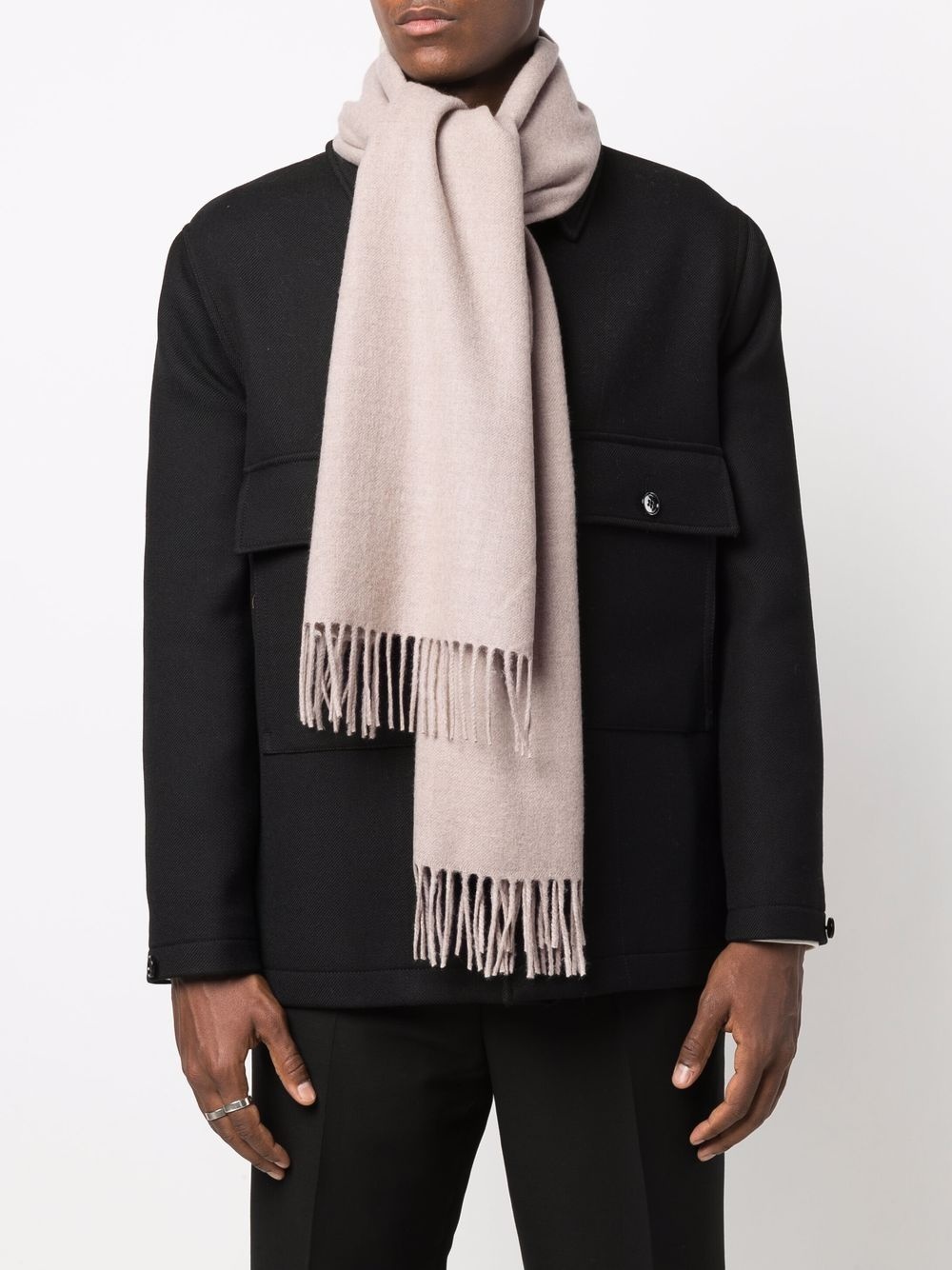 textured wool fringe scarf - 2