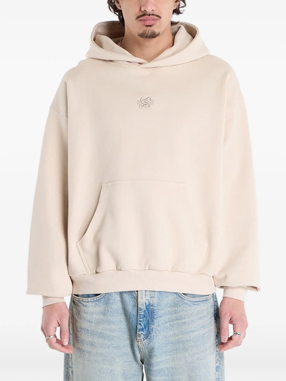 embroidered-logo hoodie - 1