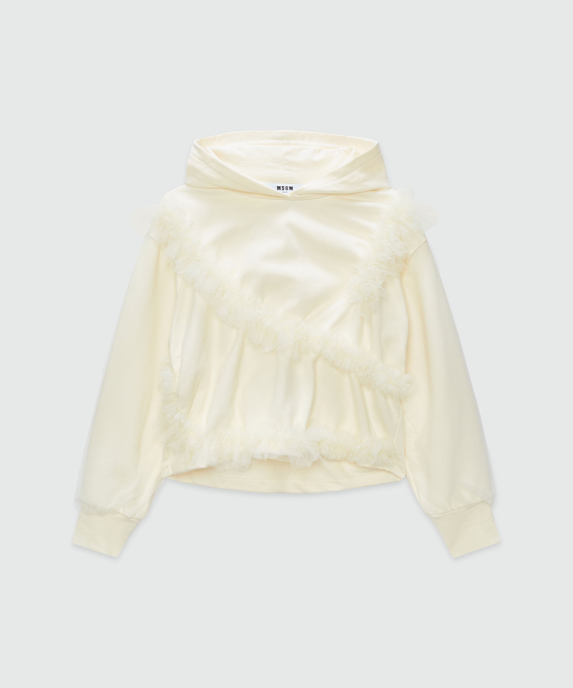 Tulle double jersey sweatshirt with ruffles - 1