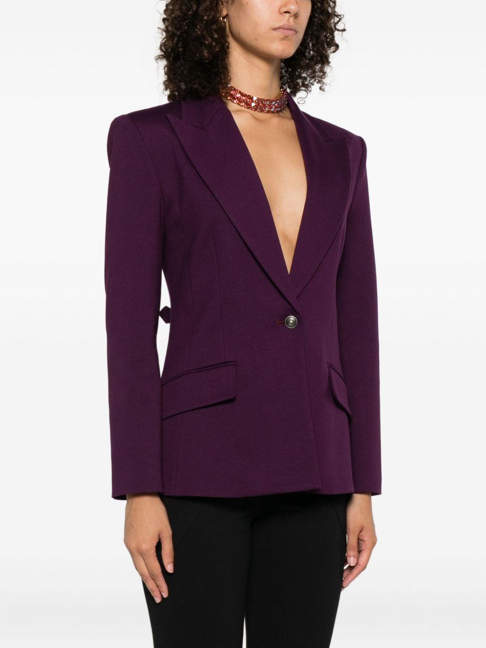 single-button notched-lapels blazer - 3