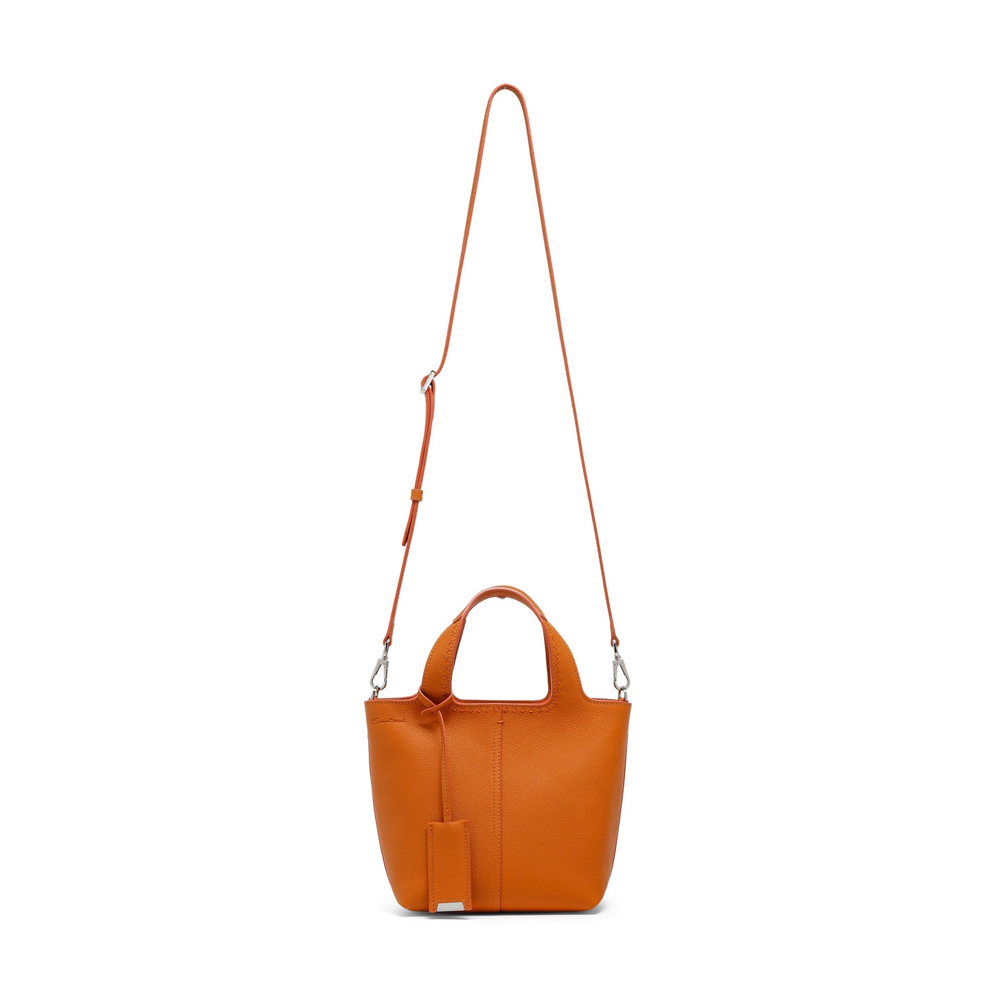 Orange tumbled leather handbag - 3