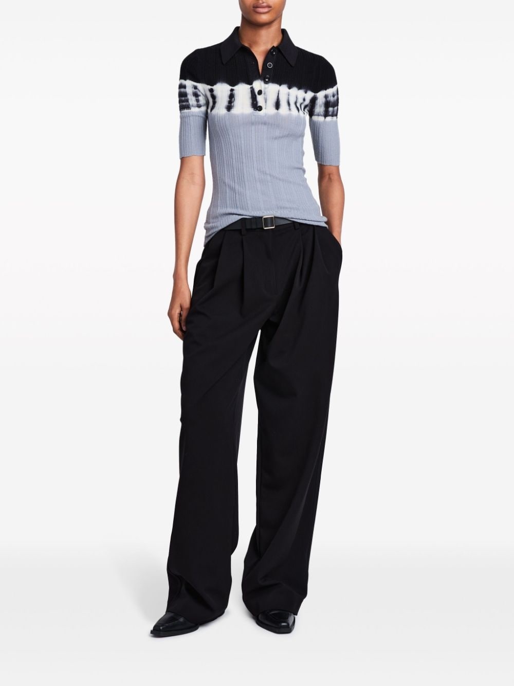 two-tone wool polo shirt - 2