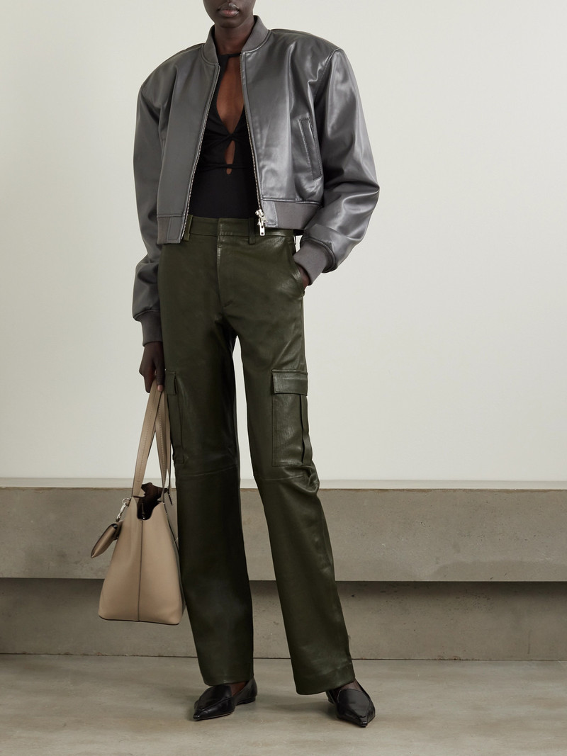 SPRWMN Leather Wide-leg Cargo Pants outlook