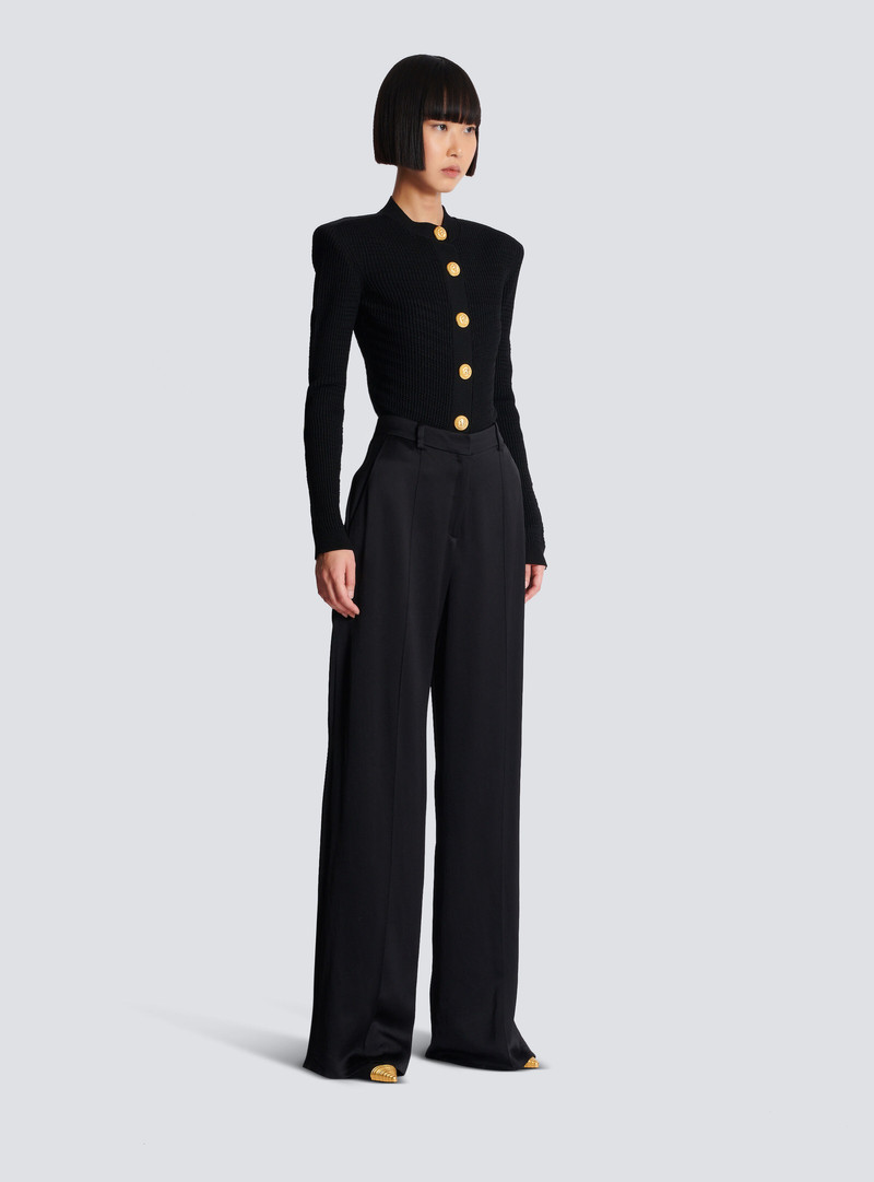 Straight-leg tailored satin trousers 3
