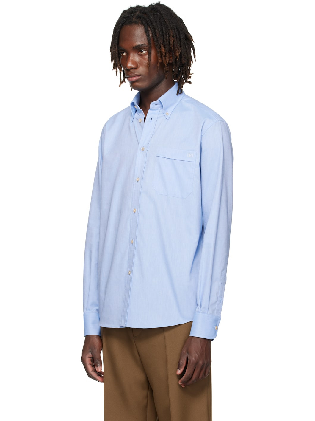 Blue VLogo Embroidered Cotton Shirt - 4