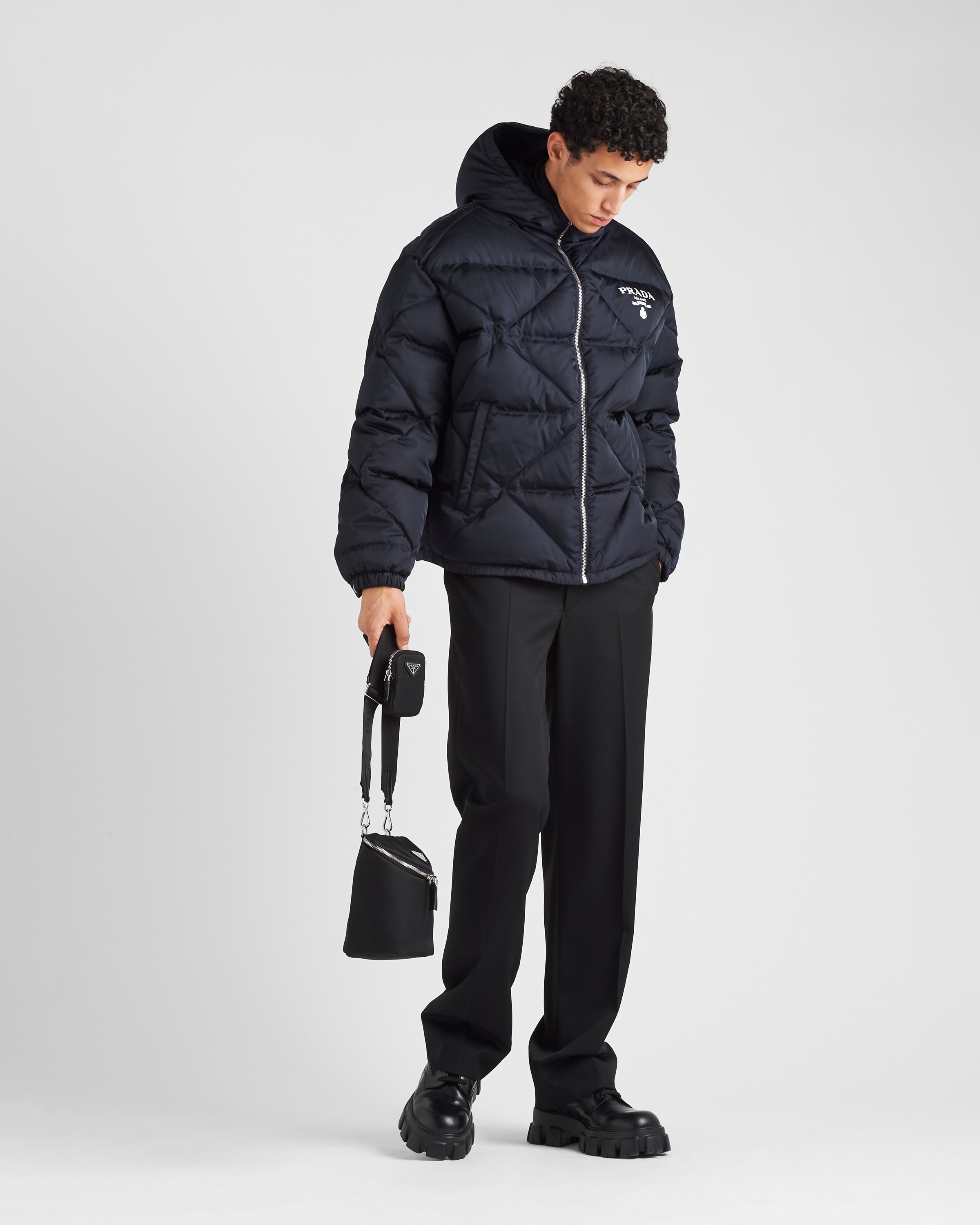 Medium-length Re-Nylon down jacket