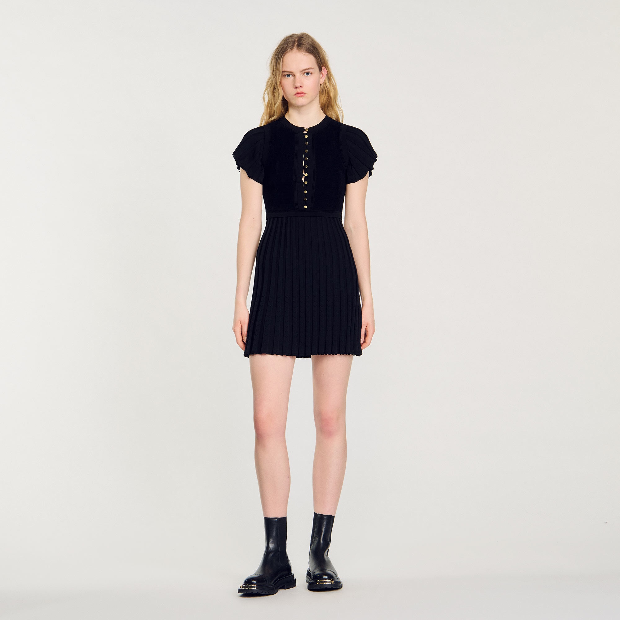 PLEATED KNIT DRESS - 3