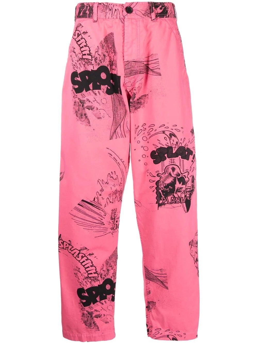 cartoon-print straight leg trousers - 1