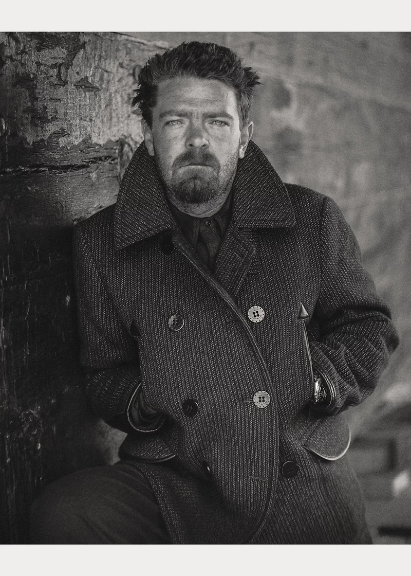 Leather-Trim Wool-Cotton Peacoat 6