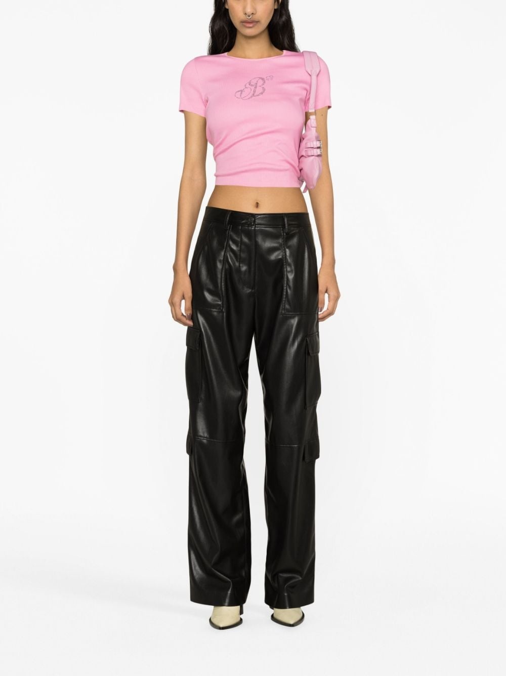 faux-leather cargo trousers - 2