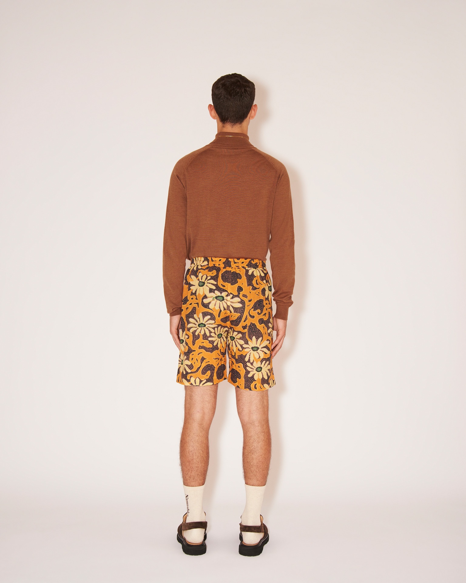 DOXXI - Cotton-linen floral shorts - Orange - 4