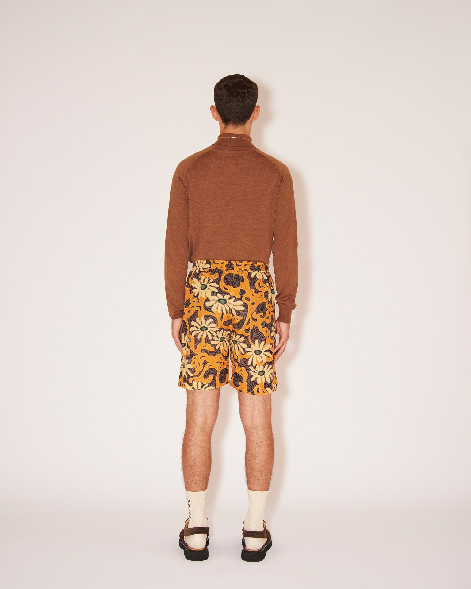 DOXXI - Cotton-linen floral shorts - Orange - 4