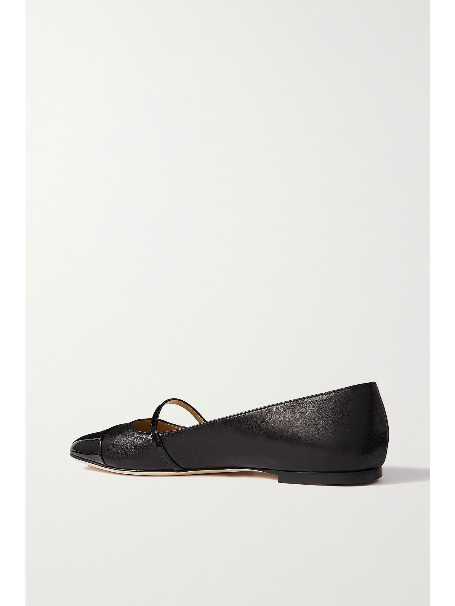 Elisa embellished patent-trimmed leather Mary Jane flats Black - 3