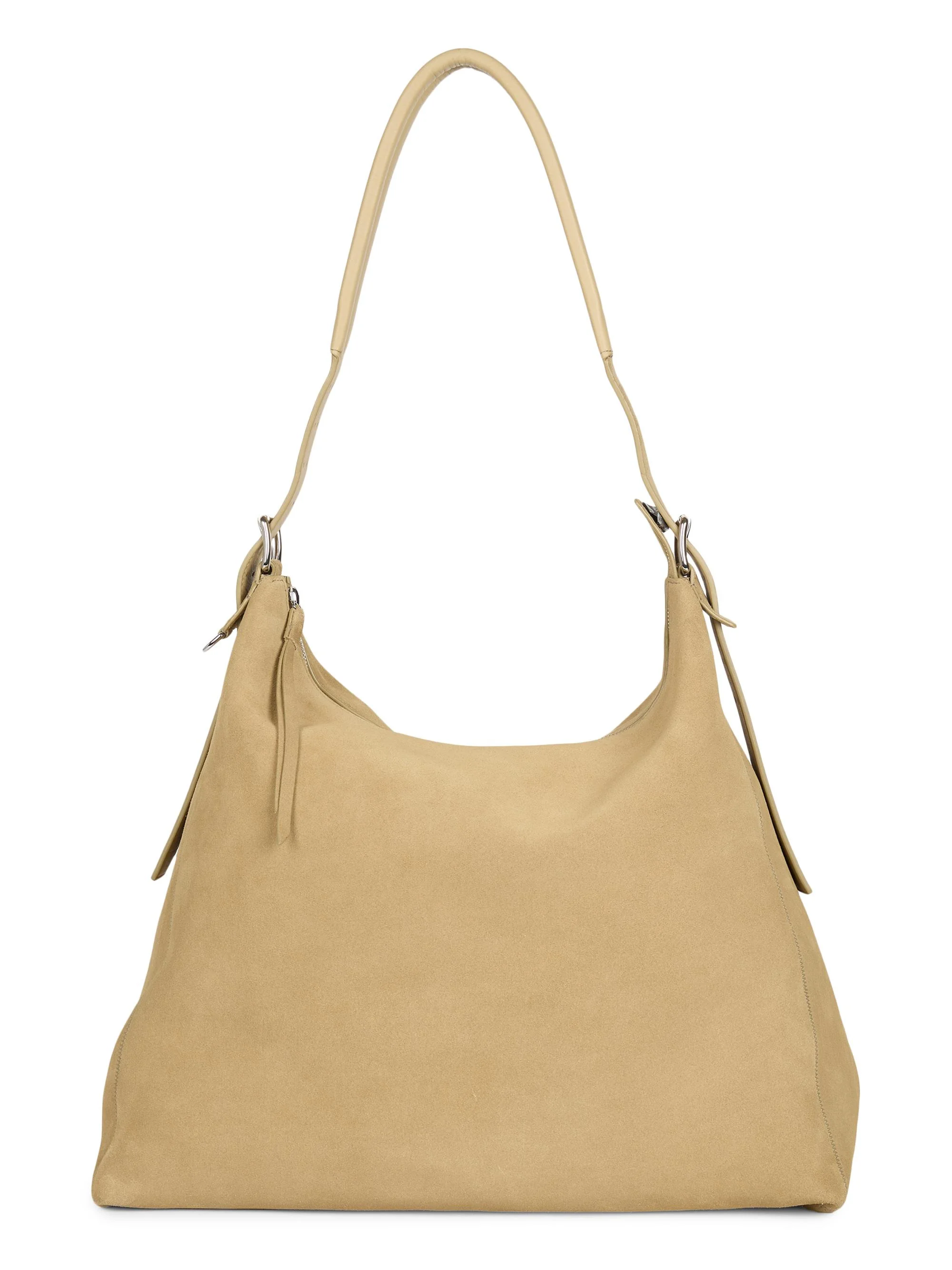 Men's Belted Suede Hobo Bag - Biscuit - 1
