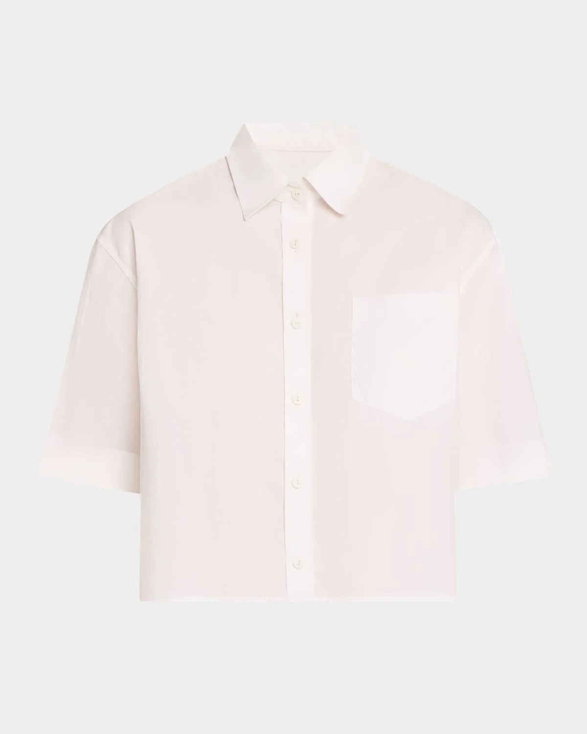 Cropped Oversized Button-Front Shirt - 1