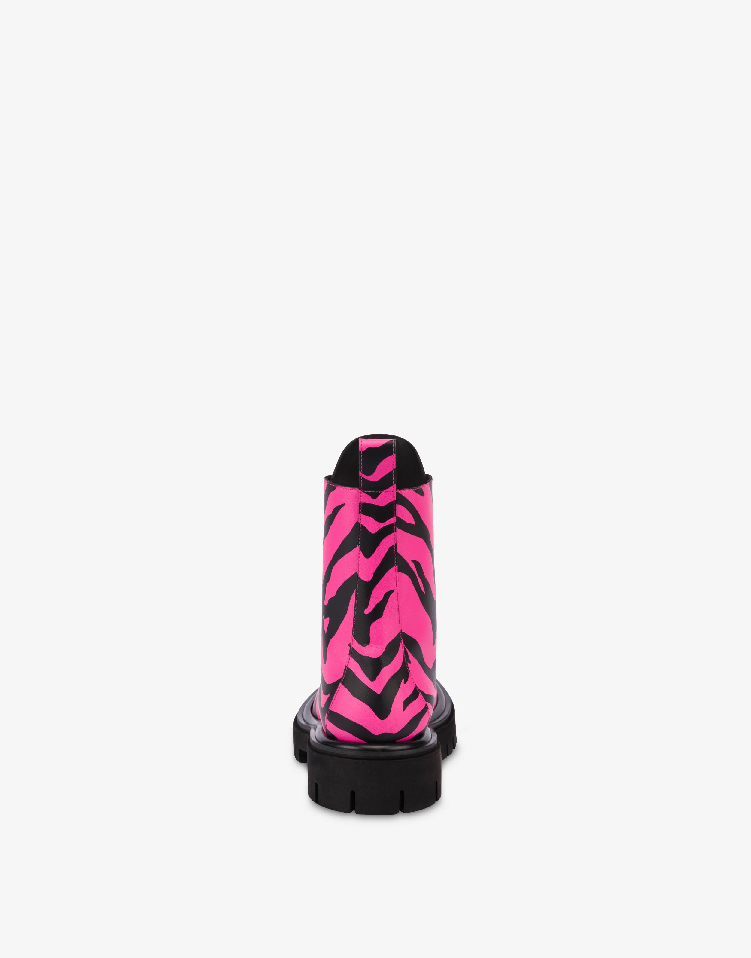 MOSCHINO X THE FLINTSTONES™ ZEBRA-PRINT COMBAT ANKLE BOOTS - 3